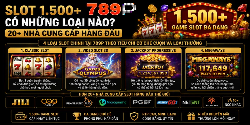 Slot 1.500+ 789P Có Những Loại Nào? 20+ NCC JILI, CQ9, Pragmatic, Microgaming
